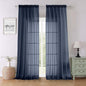 Navy Blue Sheer Curtains 96 Inches Long 2 Pcs, Light Filtering Window Curtains by Lecloud