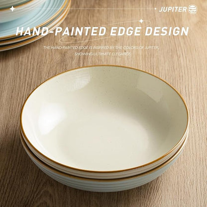 famiware Jupiter Pasta Bowls, 30 OZ Large Salad Bowls Set of 4, Microwave and Dishwasher Safe, Sturdy & Stackable, Serving Bowls for Kitchen, Multi-color