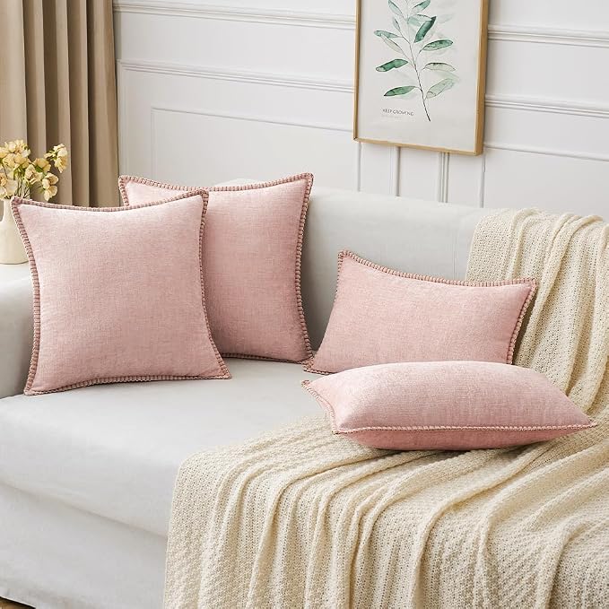 MIULEE Decorative Couch Throw Pillow Covers 20x20 Inch Pink 2 Pack | Farmhouse - Image 5