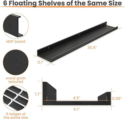 upsimples Floating Shelves for Wall, 35.5 Inch Shelves for Decor Storage Set of - Image 3
