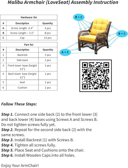 Malibu Lounge Set of 4: 2 Natural Rattan Wicker Chairs, Three-Seater Sofa - Image 11
