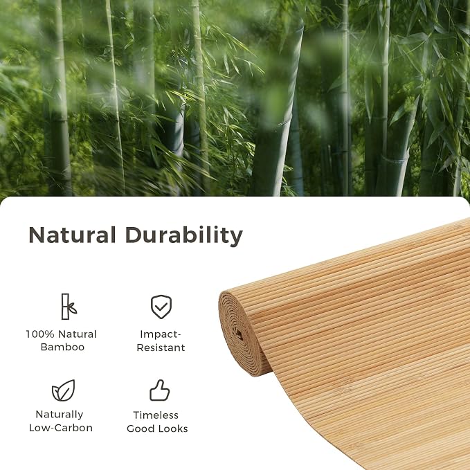 OUZUGIE 1 Pack 96x24 Inch Natural Bamboo Wall Panel – Yellow Burned Pole Wrap - Image 7