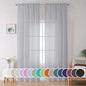 Sheer Curtains 96 inches Long for Bedroom Living Room, Solid Light Gray Soft by OWENIE