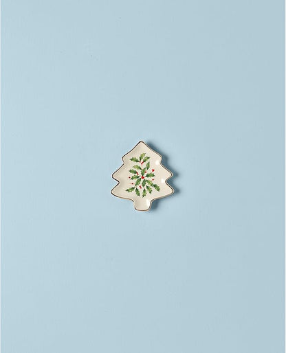 Lenox Serveware, Hosting The Holidays Tree Plate, Festive Porcelain Dinnerware, Service for 1, Pasta, Salad and Dinner, Dishwasher Safe, Christmas Decorations (MultiColor, 5.75 inch Length, 1 Piece)