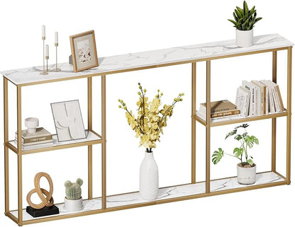 WOHOMO Gold Console Table, 3-Tier Small Entryway Table by WOHOMO