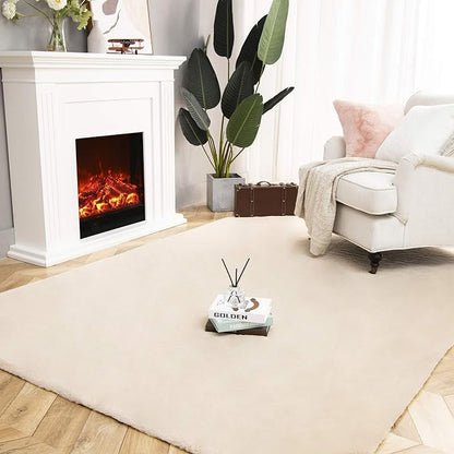 Ashler Faux Fur Rug, Ultra Soft Faux Rabbit Fur, 6 x 9 Feet Rectangle, Machine - Image 8