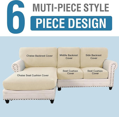 H.VERSAILTEX 2025 New Sectional Couch Covers 6 Pieces Stretch Sofa Covers - Image 2