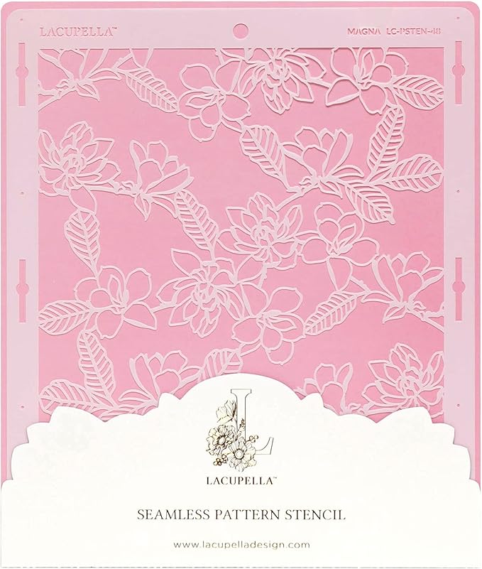 Floral Cake Stencil - Seamless Delicate Pattern for Decorating Tall Double Barrel Cake to Use with Buttercream, Royal Icing, Ganache, Paint, Airbrush (Magna)