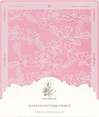 Floral Cake Stencil - Seamless Delicate Pattern for Decorating Tall Double Barrel Cake to Use with Buttercream, Royal Icing, Ganache, Paint, Airbrush (Magna)