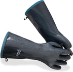DEYAN Silicone BBQ Gloves, 932°F Heat Resistant Oven Gloves with Fingers, Kitchen Waterproof Hot Proof Glove for Fryer, Smoker, Baking, Cooking, Cutting(9/L)