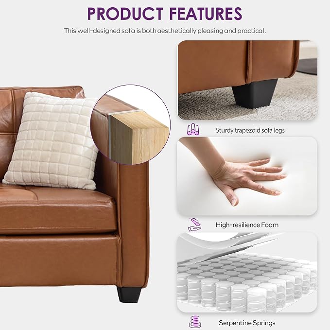 TYBOATLE 88" W Faux Leather Couches - Image 3