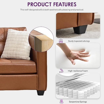 TYBOATLE 65" Faux Leather Love Seat Sofa - Image 3