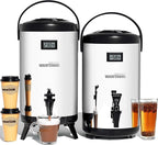WantJoin 2 Pack Insulated Beverage Dispenser-75 Cup Hot&Cold water Urn for Catering-Stainless Steel Premium 12 L/3.2 Gallon Hot Drink Dispenser with Spigot for Coffee & Hot tea,Cold Milk,Water,Juice