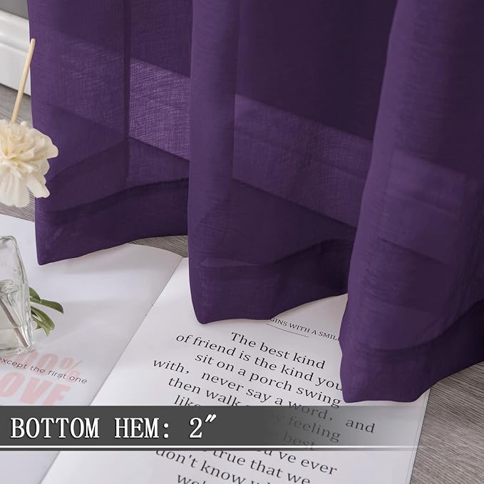 Tollpiz Sheer Tier Curtains Kitchen Linen Textured Half Curtain Sheers Light - Image 4