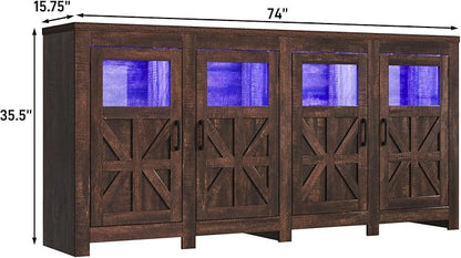 74" Large LED Farmhouse TV Stand - Image 2