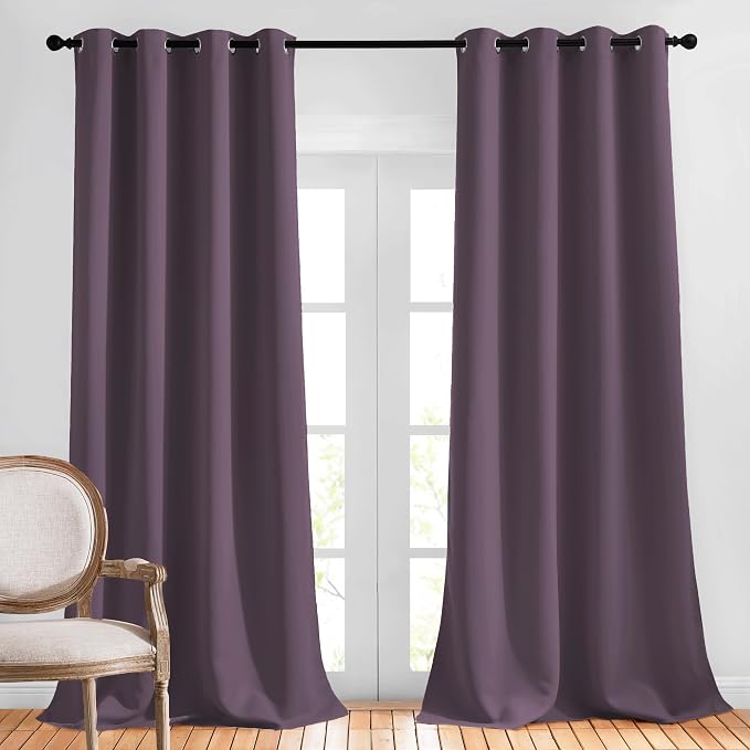 NICETOWN Plum Living Room Curtains 90 inches Long, Grommet Home Fashion Energy by NICETOWN
