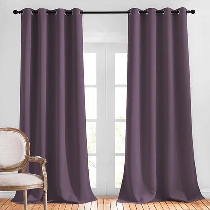 NICETOWN Plum Living Room Curtains 90 inches Long, Grommet Home Fashion Energy by NICETOWN