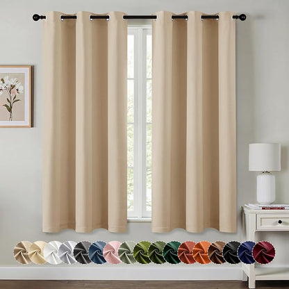 MIULEE Blackout Curtains for Bedroom 2 Panel 40x45 Inch Long Biscotti Beige | by MIULEE