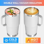 VEGOND 20 oz Tumbler Bulk with Handle Lid and Straw, Stainless Steel Insulated Travel Coffee Mug Set, Spill Proof Double Wall Metal Tumblers Cups, New White 12 Pack