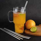 Tomorotec 8PCS 12" Stainless Steel Straws 4 Bent & 4 Straight for 40oz Stanley Tumblers, Reusable Food-Grade Drinking Straws with Cleaning Brush for Smoothies, Milkshakes, Iced Coffee, Dishwasher Safe