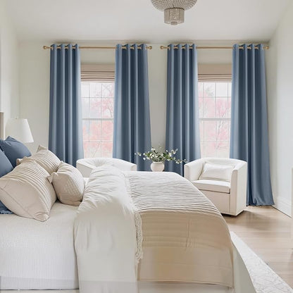 NICETOWN Room Darkening Draperies Curtains Panels, 2 Panels Stone Blue W52 x L90 - Image 2