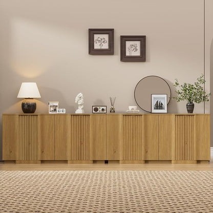 Brafab Buffet Cabinet, Wood Fluted Credenza by Brafab