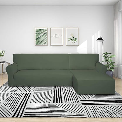 PureFit Stretch Sectional Couch Covers 2 pcs Non Slip L Shape Sofa Cover - Image 2