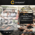 JY COOKMENT Roasting Rack with Integrated Feet, Cooling Drying Rack With Enameled Coating, PTFE Free, Great for Cooking, Roasting, Drying, Grilling, Dishwasher Safe (12.5"x8.5")
