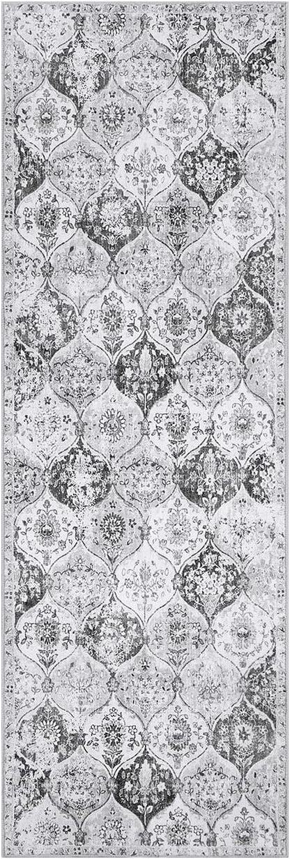 Lahome Moroccan Washable Runner Rug, 2x6 Grey Kitchen Runners - Image 2