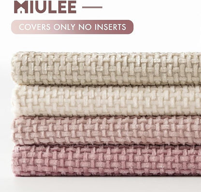 MIULEE Soft Decorative Chenille Pillow Covers Light Pink 20x20 Pack of 4 | - Image 6