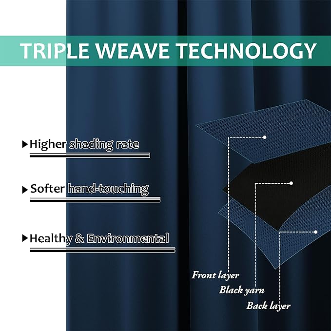 NICETOWN Full Shading Curtains 90" Long 2 Panels Set - Image 6