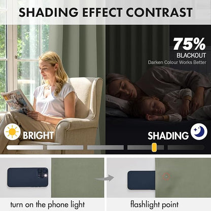 MIULEE Set of 4 Sage Green 45 Inch Short Blackout Kitchen Window Curtains | - Image 4