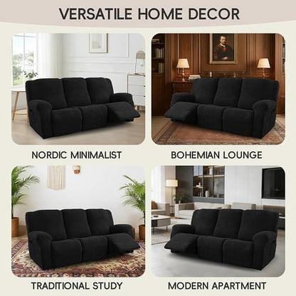 5-Piece Recliner Sofa Covers, Stretch Geometric Strokes Jacquard Recliner Sofa - Image 6