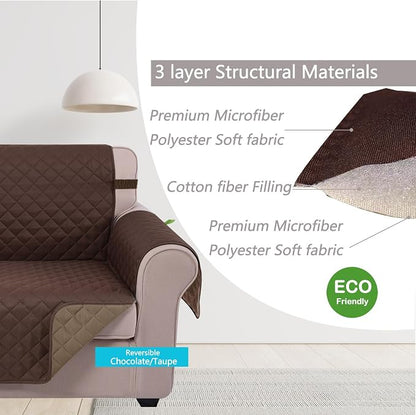 U-NICE HOME Reversible Recliner Chair Covers, Chocolate/Taupe | 23''Armchair - Image 4