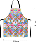 Mermaid scales Kitchen Cooking BBQ Chef Apron, Watercolor fish scales Apron for Men, Women - Dad Gifts, Gifts for Men - Birthday, Mothers Day Gifts for Mom, Wife, Husband, Brother, Friends