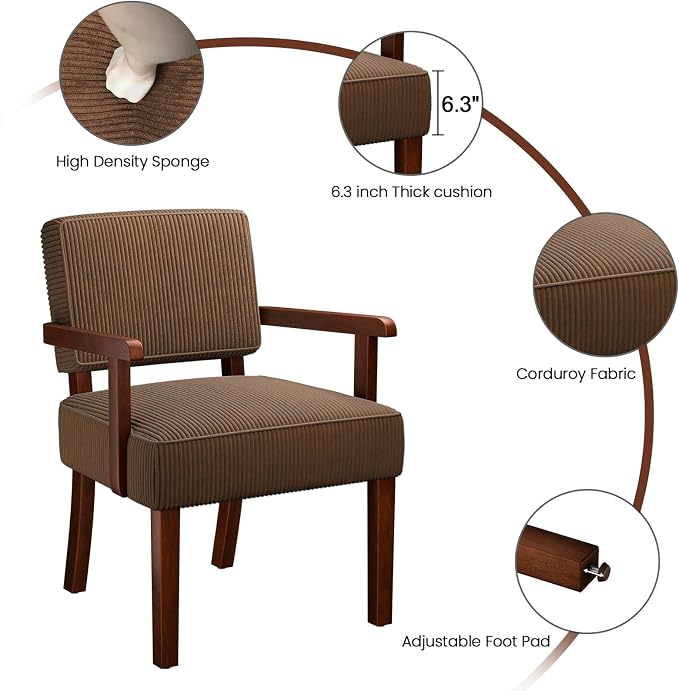 FAGAGA Corduroy Accent Chair, Mid Century Modern Armchairs - Image 3