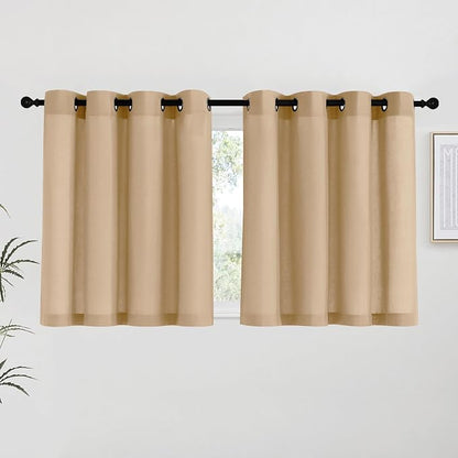 NICETOWN Burlap Linen Kitchen Curtains 36 inch Length, Decorative Thick Flax by NICETOWN