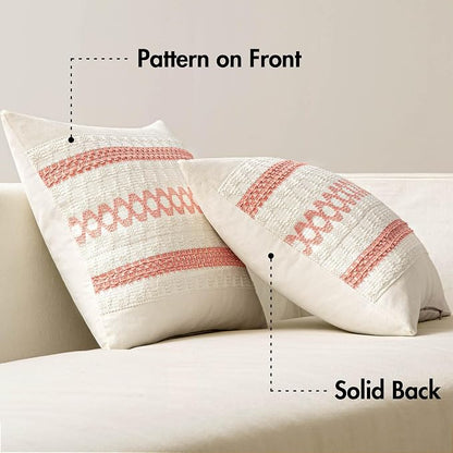 MIULEE Set of 2 Coral Red Boho Decorative Pillow Covers 20x20 Inch | Farmhouse - Image 6