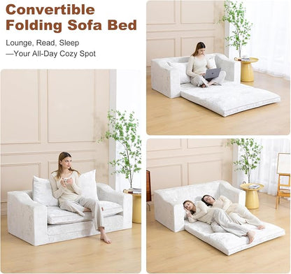 61" Convertible Sofa Bed Loveseat, Memory Foam Boneless Floor Couch - Image 7