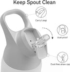 Insulated Water Bottle with Straw - Encool Stainless Steel Water Bottle, Reusable Leakproof and BPA-Free for Sports, Travel, Cold for 24 Hours, 32 oz, Snowflake