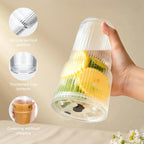 2PCS 20oz Glass Cups with Lids and Straws, Iced Coffee Cups with Lids, Stylish Ribbed Thick Drinking Glasses Tumbler for Juice, Smoothies, Cold Beverages, Cute Cup Gifts with Clean Brush