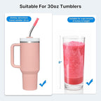 2 Pcs Stainless Steel Straw with Silicone Tips for 30 oz Stanley Tumbler, Repeatable 30 oz Metal Straws for Stanley Adventure Quencher Travel Tumbler Cup, BPA Free（Pink Dusk）