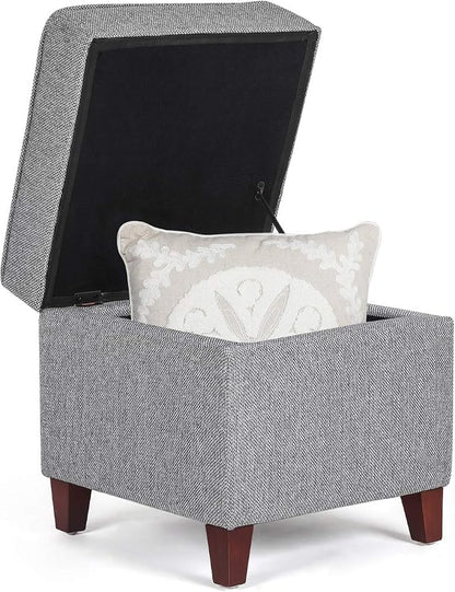 Adeco 17 Inch Square Linen Storage Ottoman - Image 8