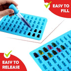 Gummy Bear Silicone Candy Molds - Set of 4 Gummy Bear Mold Trays with Dropper, Fun Making Gummy Bears with Non Stick Silicone Candy Molds, Perfect Silicone Molds for Gummy Bear Candy…