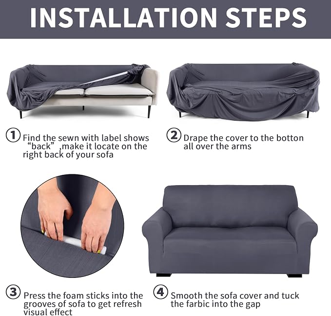 Peryiter 2 Pcs Sofa Covers Couch and Loveseat Covers Set Stretch Sofa Slipcover - Image 3