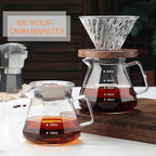 Glass Coffee Server for Drip Coffee Maker,Diamond Fashion Design Glass Coffee Carafe, Coffee Pot with Lid, Clear, 600ml(20oz)