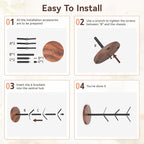 Coffee Mug Tree Holder Countertop, Non-Slip Walnut Wood Mug Rack with 6 Hooks, Coffee Cup Rack for Home Storage and Organizer (Brown)