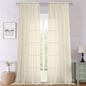 Cream Sheer Curtains 120 Inches Long 2 Pcs, Rod Pockets Voile Living Room by Lecloud