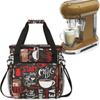 Red Start Day With Coffee Coffees Maker Carrying Bag Coffee Machine Travel Storage Tote Bag Compatible with K-Mini or K-Mini Plus, Portable Single Serve Coffees Brewer Case with Pockets for K-Cup Pods