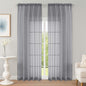 Grey Sheer Curtain 90 Inches Long 2 Panels Set, Solid Filmy Drapes by OWENIE